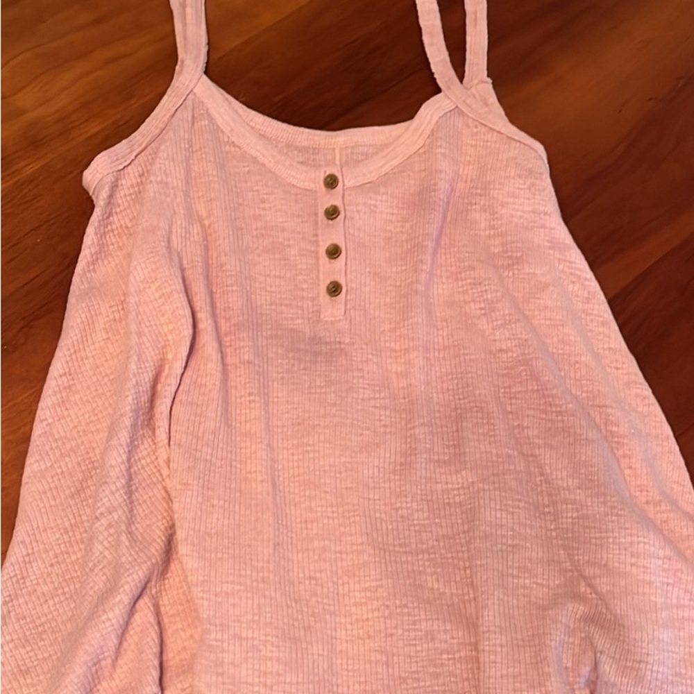 American Eagle Women’s Pink Ribbed Tank Top with Button Detail sz XS